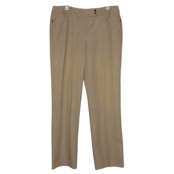 LARRY Levine Neutral Tan Straight Leg Light Academia Preppy Dress Pants Size 14 - Picture 1 of 5
